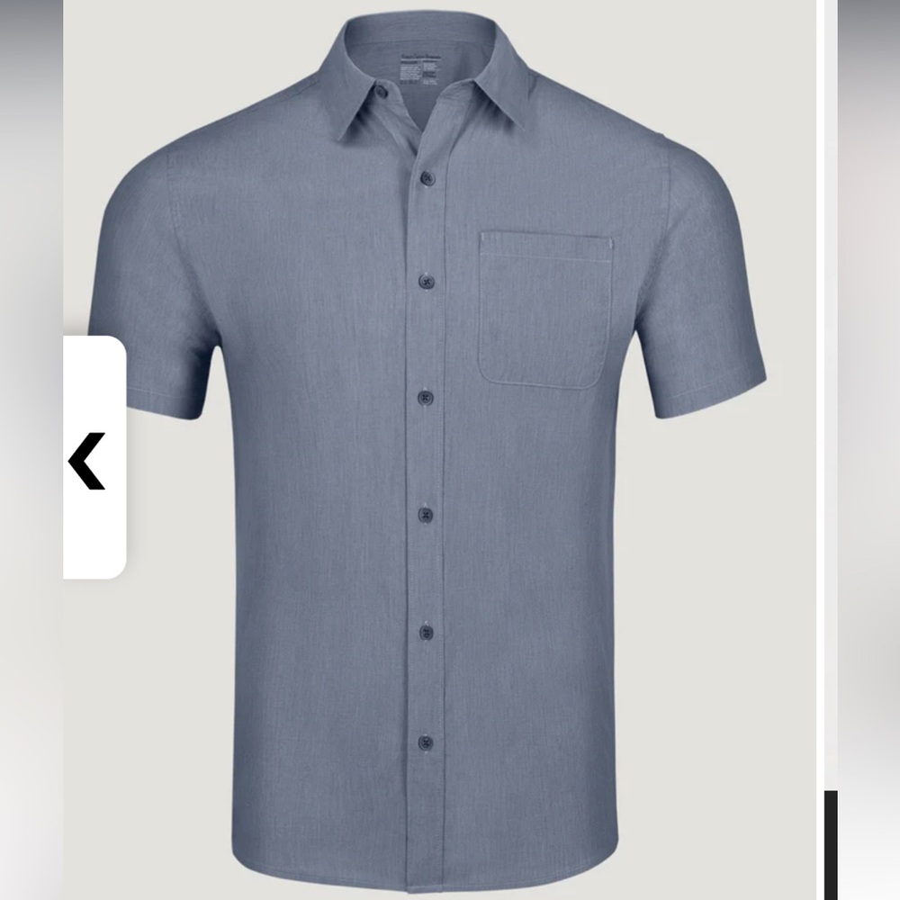 Fresh Clean Threads wedgewood short sleeve stretch button up NWOT